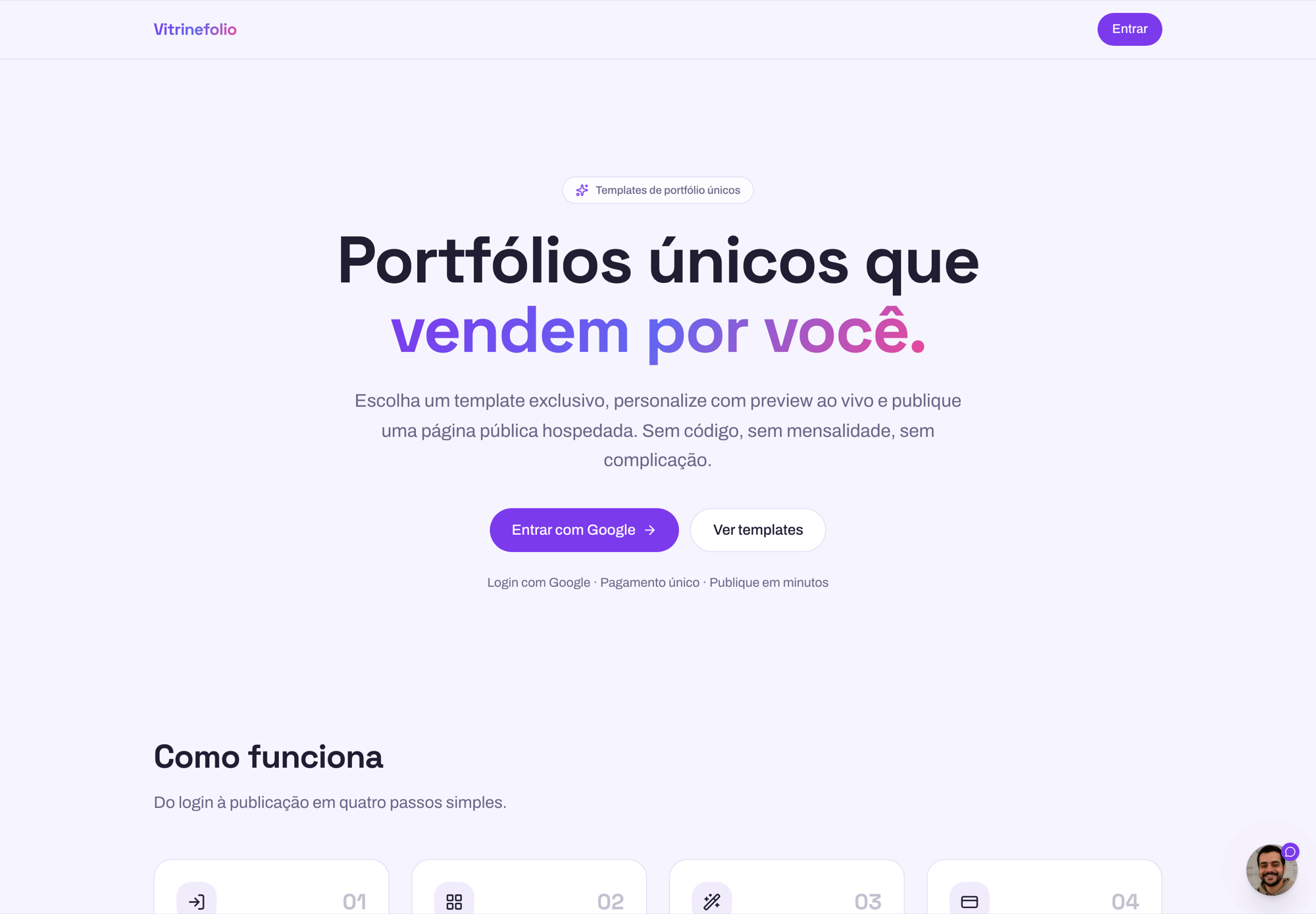 Vitrinefolio platform homepage